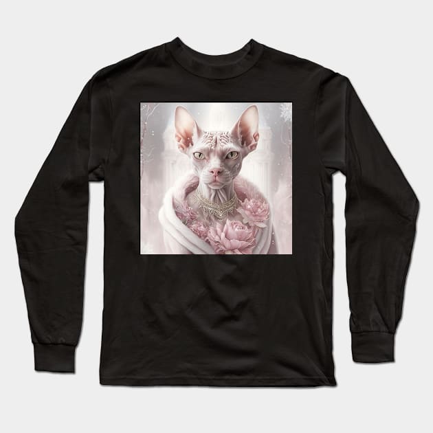 Pink Rosey Sphynx Long Sleeve T-Shirt by Enchanted Reverie